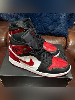 Jordan Air High-Top Sneakers in Black, Red, White